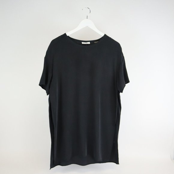 Equipment Tops - Equipment Riley Black Silk Oversized Vented Tunic